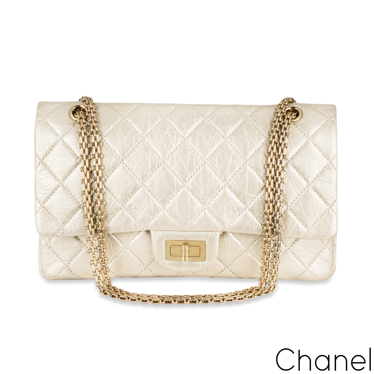 Chanel Cream  Reissue Maxi Double Flap Bag | Rich Diamonds
